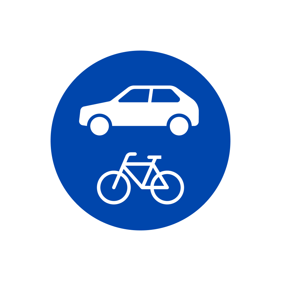 Знак 4.23 Дорога для суміщеного руху легкових автомобілів та велосипедистів