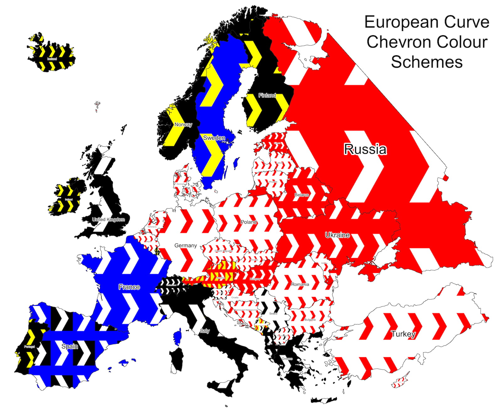 Мапа шевронів у країнах Європи